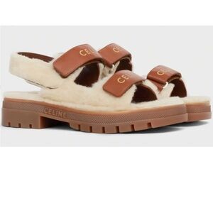 Celine shearling leather sandals